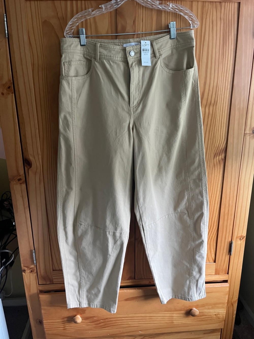 LOFT Women’s  Tan Barrel -Leg Pants
